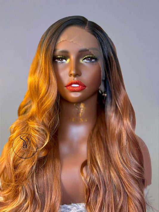 Aria 30" caramel honeyombre wig Premium Synthetic Wig Sedna Wigs