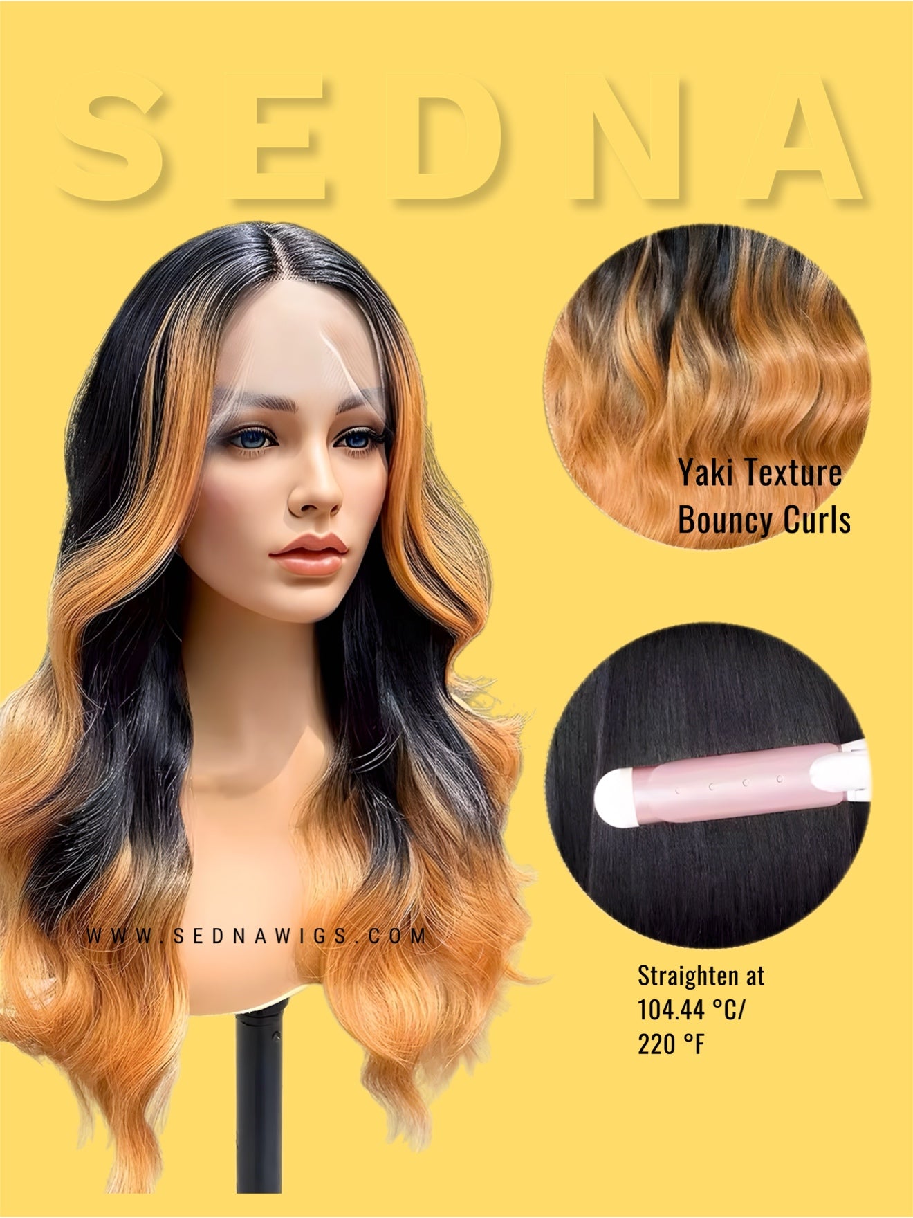 Issa 24” Copper Ombre Body Wave Lace Front Wig - Sedna Wigs