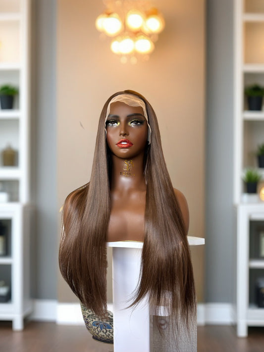 Mocha 26” Ash Brown Straight Lace Front Wig - Sedna Wigs