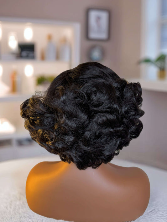 Monroe 12-Inch Vintage Curl Blend Wig with 4x4 Side Closure - Sedna Wigs