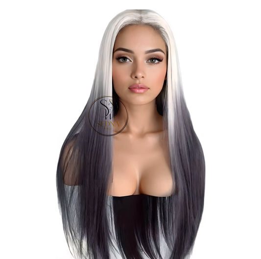 Nova 24" Silver & Black Ombre Straight Lace Front Wig - Sedna Wigs