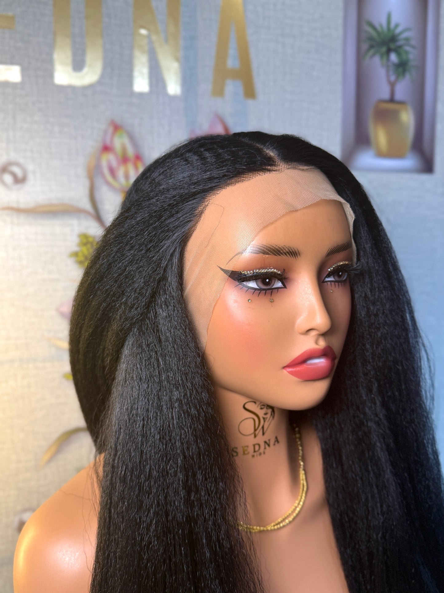 Lara 26-Inch Yaki Straight Bio-Synthetic Wig | 13×4 Lace Front