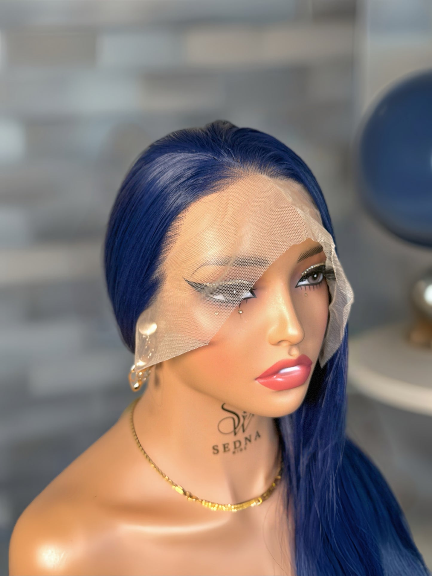 Sapphire 24” Midnight Blue Wig