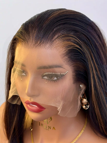 Selene 22” Layered Cut 13x6 Lace Front with Brown Ombre Highlights