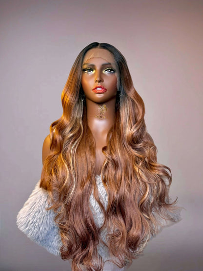 Aria 30" caramel honeyombre wig Premium Synthetic Wig Sedna Wigs