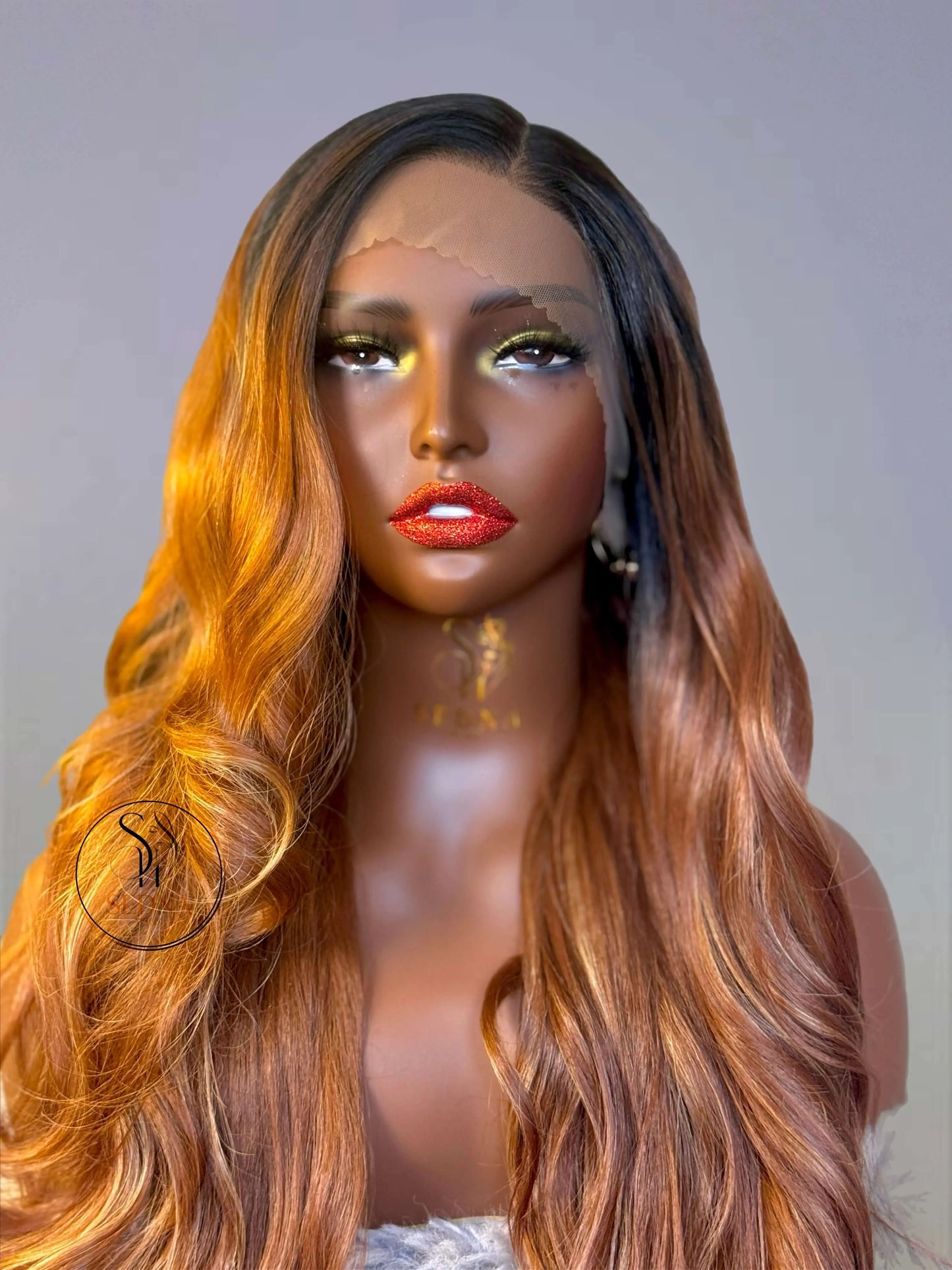 Aria 30" caramel honeyombre wig Premium Synthetic Wig Sedna Wigs