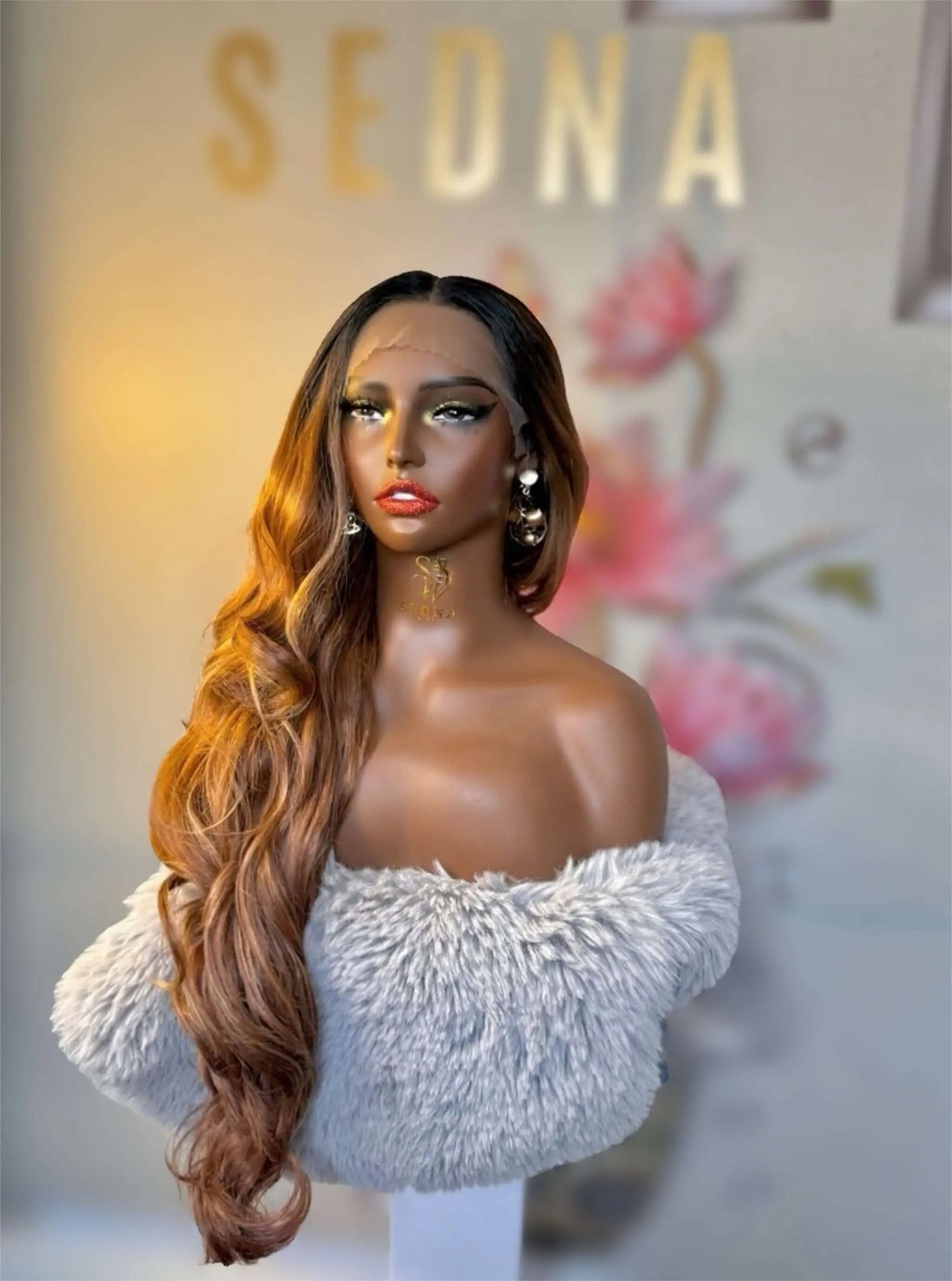 Aria 30" caramel honeyombre wig Premium Synthetic Wig Sedna Wigs