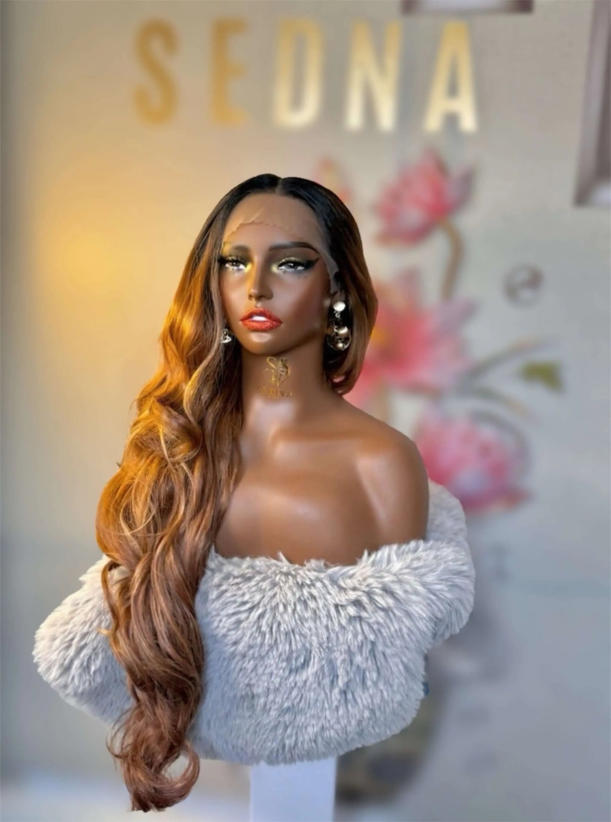 Aria 30" caramel honeyombre wig Premium Synthetic Wig Sedna Wigs