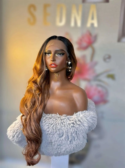 Aria 30" caramel honeyombre wig Premium Synthetic Wig Sedna Wigs