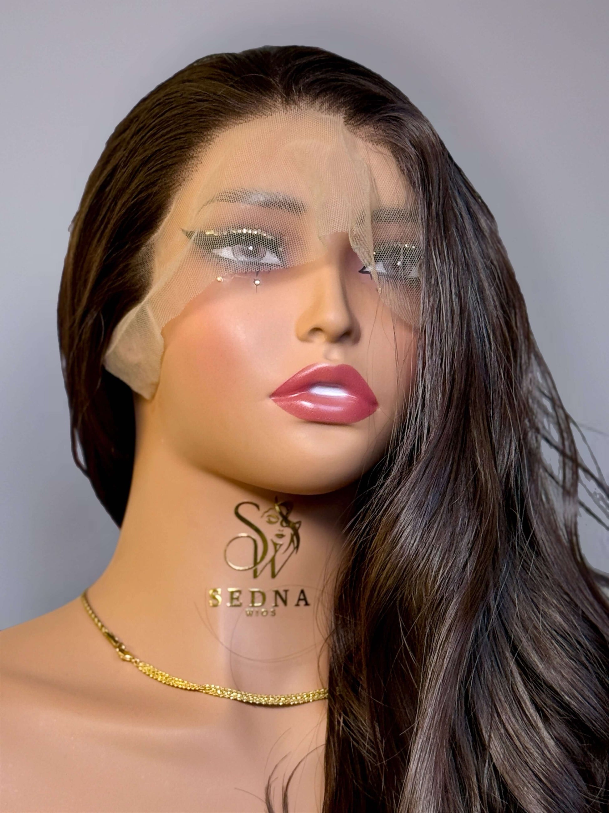 Aura 26" Chocolate Brown Body Wave Lace Front Wig. - Sedna Wigs