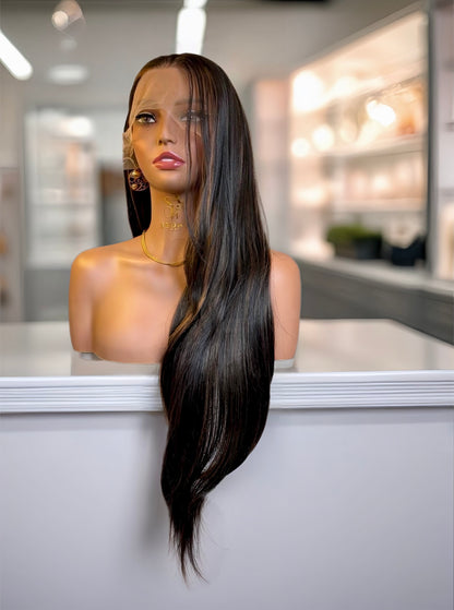 Selene 22” Layered Cut 13x6 Lace Front with Brown Ombre Highlights