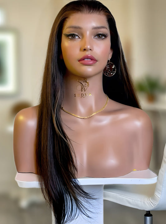 Selene 22” Layered Cut 13x6 Lace Front with Brown Ombre Highlights