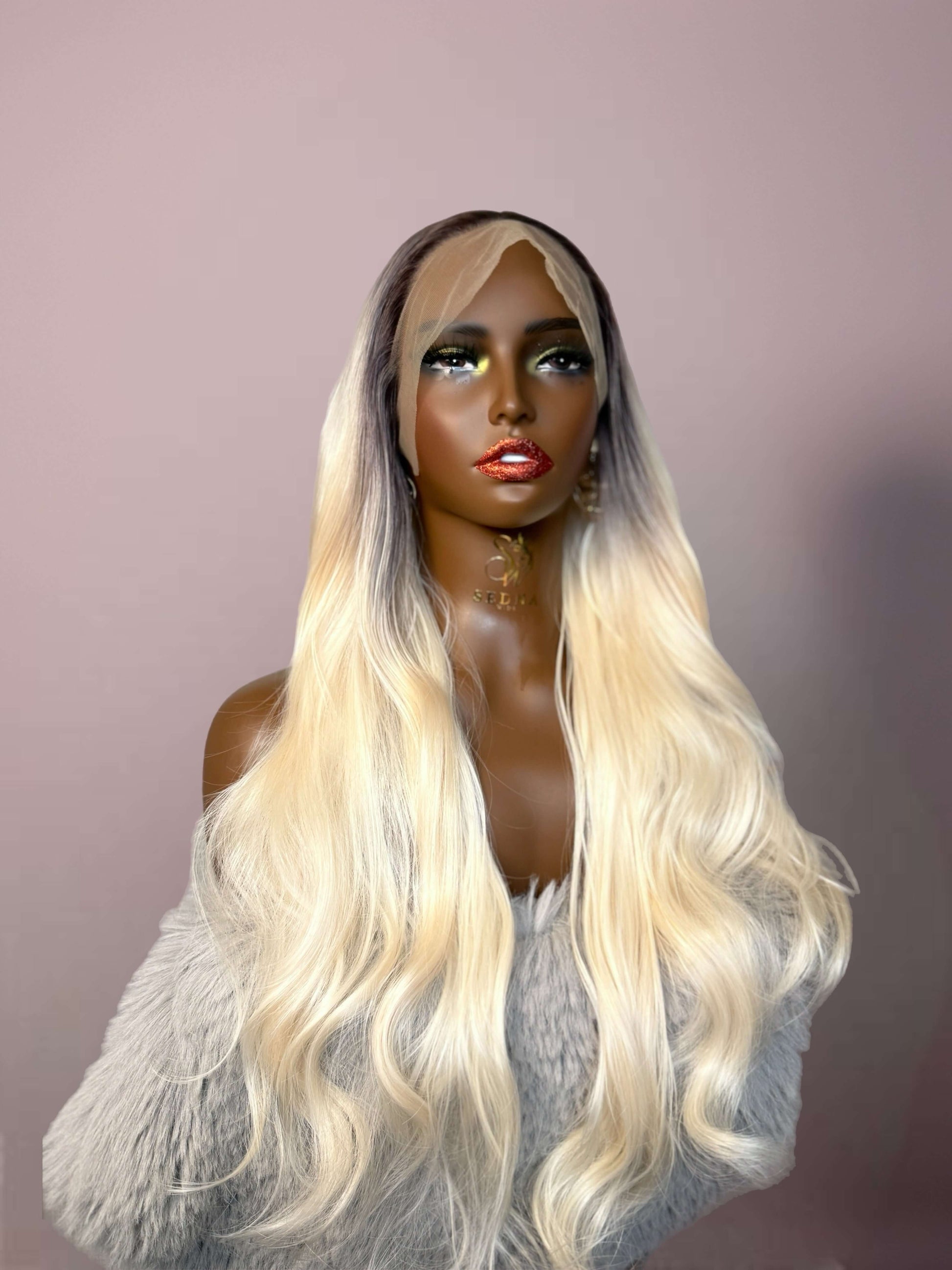 Icy 26” Ash Root Platinum Blonde Body Wave Wig - Sedna Wigs
