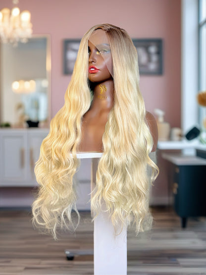 Malibu 24" Dark Rooted Blonde 13x4 Frontal Blend Wig - Sedna Wigs