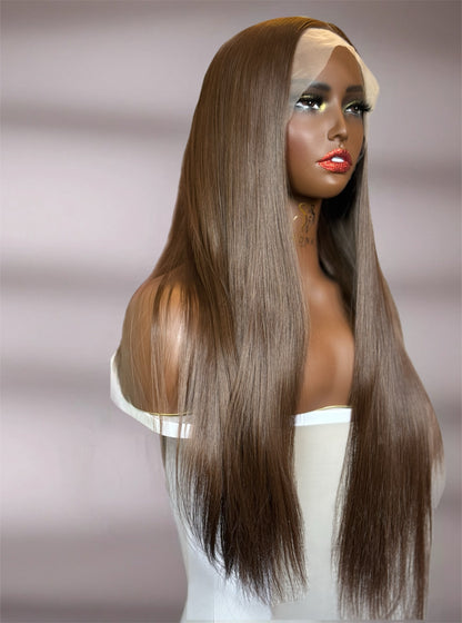 Mocha 26” Ash Brown Straight Lace Front Wig - Sedna Wigs