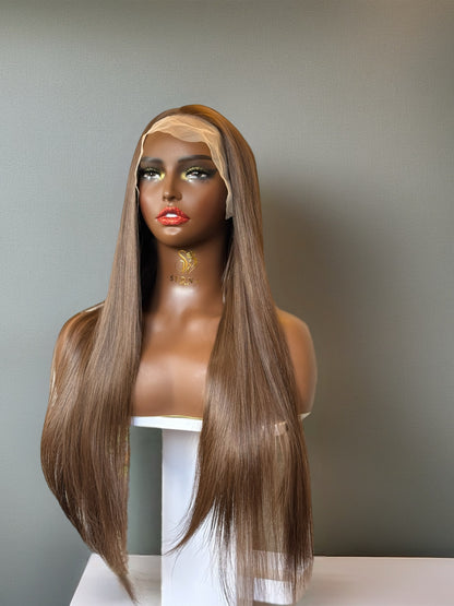 Mocha 26” Ash Brown Straight Lace Front Wig - Sedna Wigs