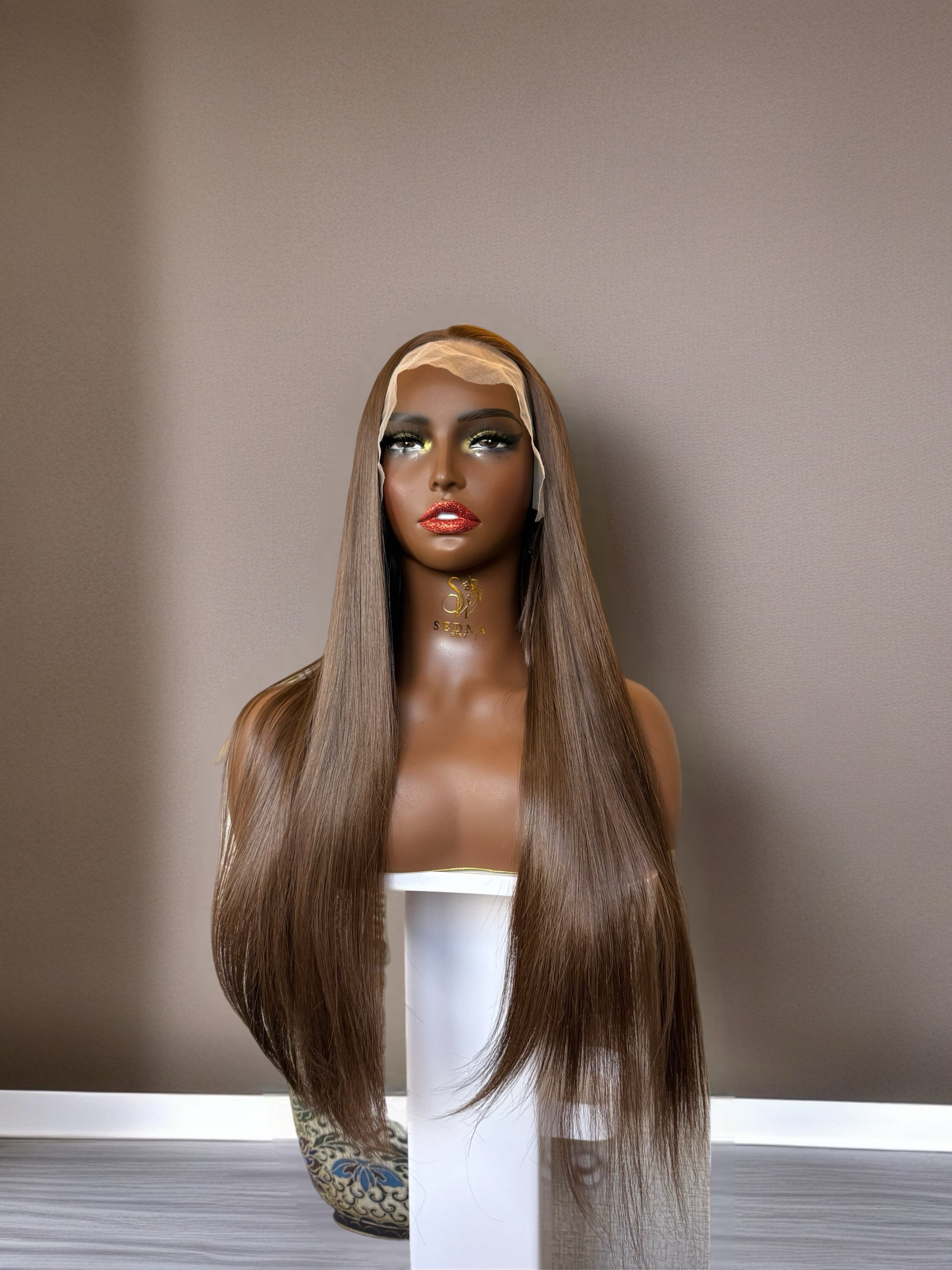 Mocha 26” Ash Brown Straight Lace Front Wig - Sedna Wigs