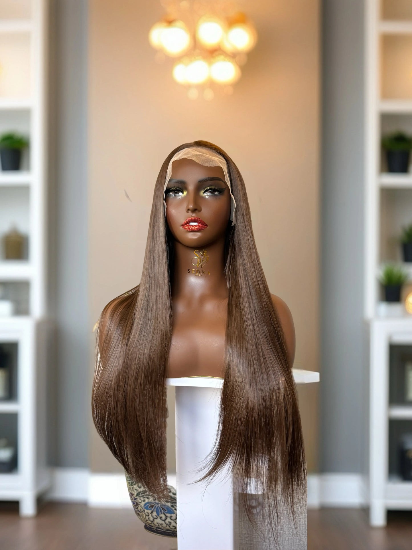 Mocha glueless lace front wig Premium Synthetic Wig Sedna Wigs