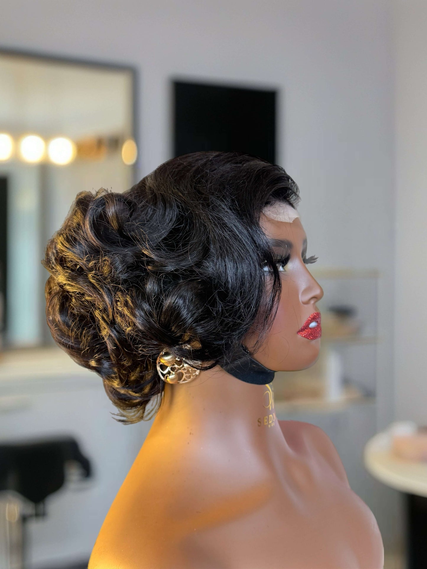 Monroe 12-Inch Vintage Curl Blend Wig with 4x4 Side Closure - Sedna Wigs