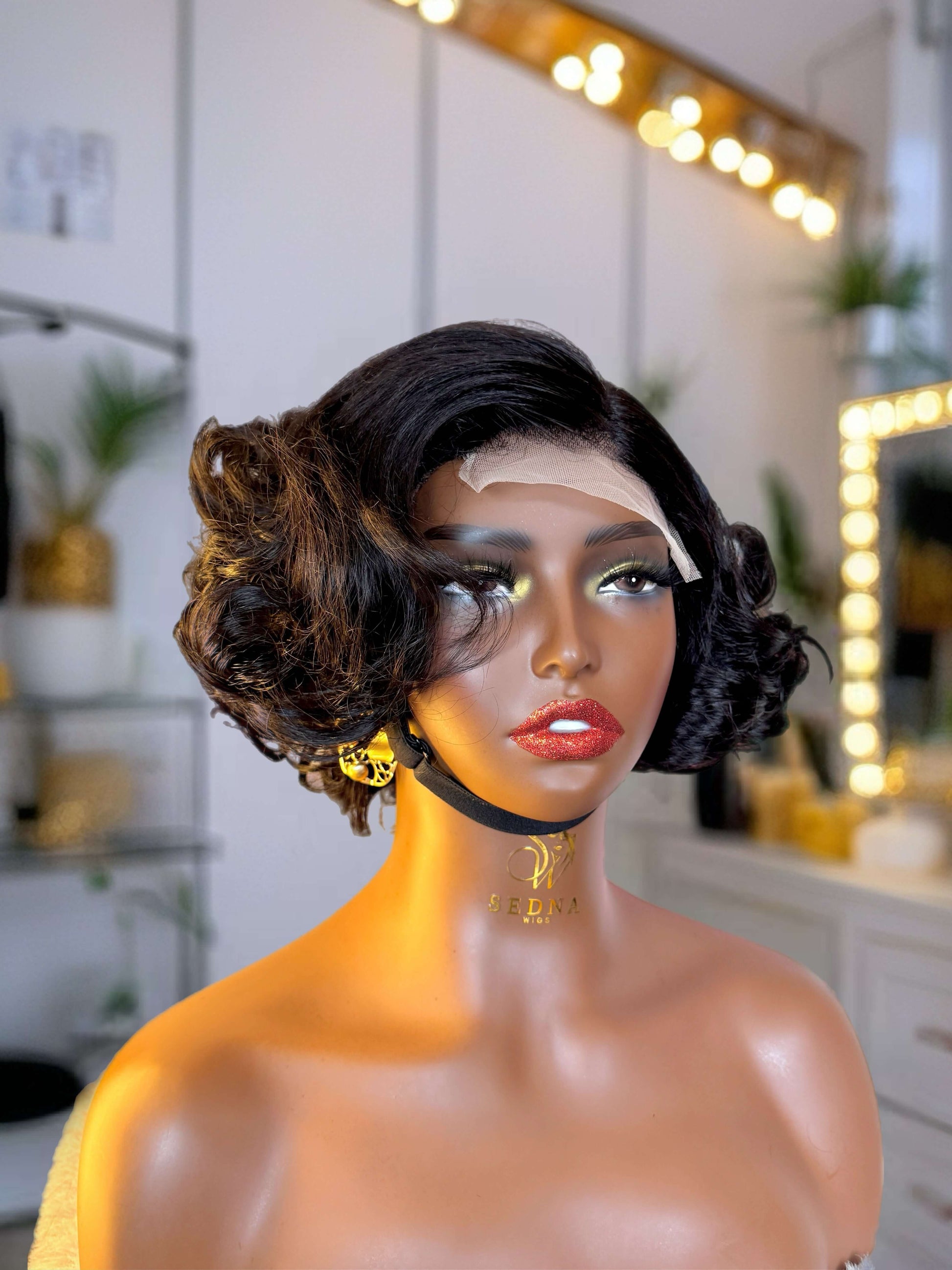 Monroe 12-Inch Vintage Curl Blend Wig with 4x4 Side Closure - Sedna Wigs