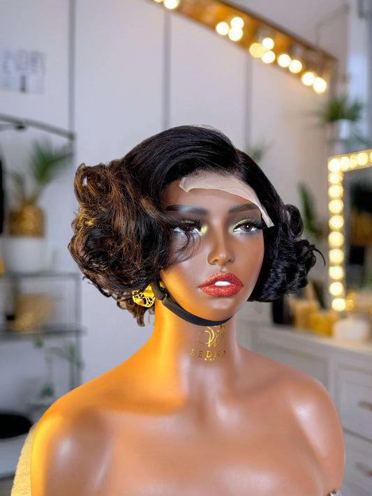 Monroe 12-Inch Vintage Curl Blend Wig with 4x4 Side Closure - Sedna Wigs