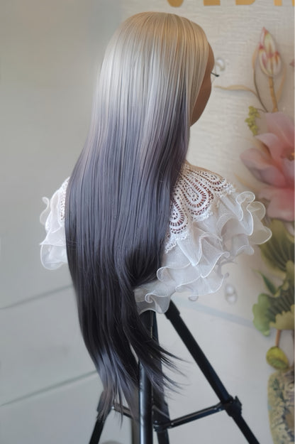 Nova 24" Silver & Black Ombre Straight Lace Front Wig - Sedna Wigs