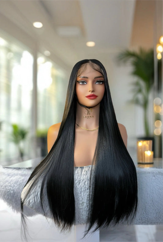Raven 26-inch black straight wig Premium Synthetic Wig Sedna Wigs