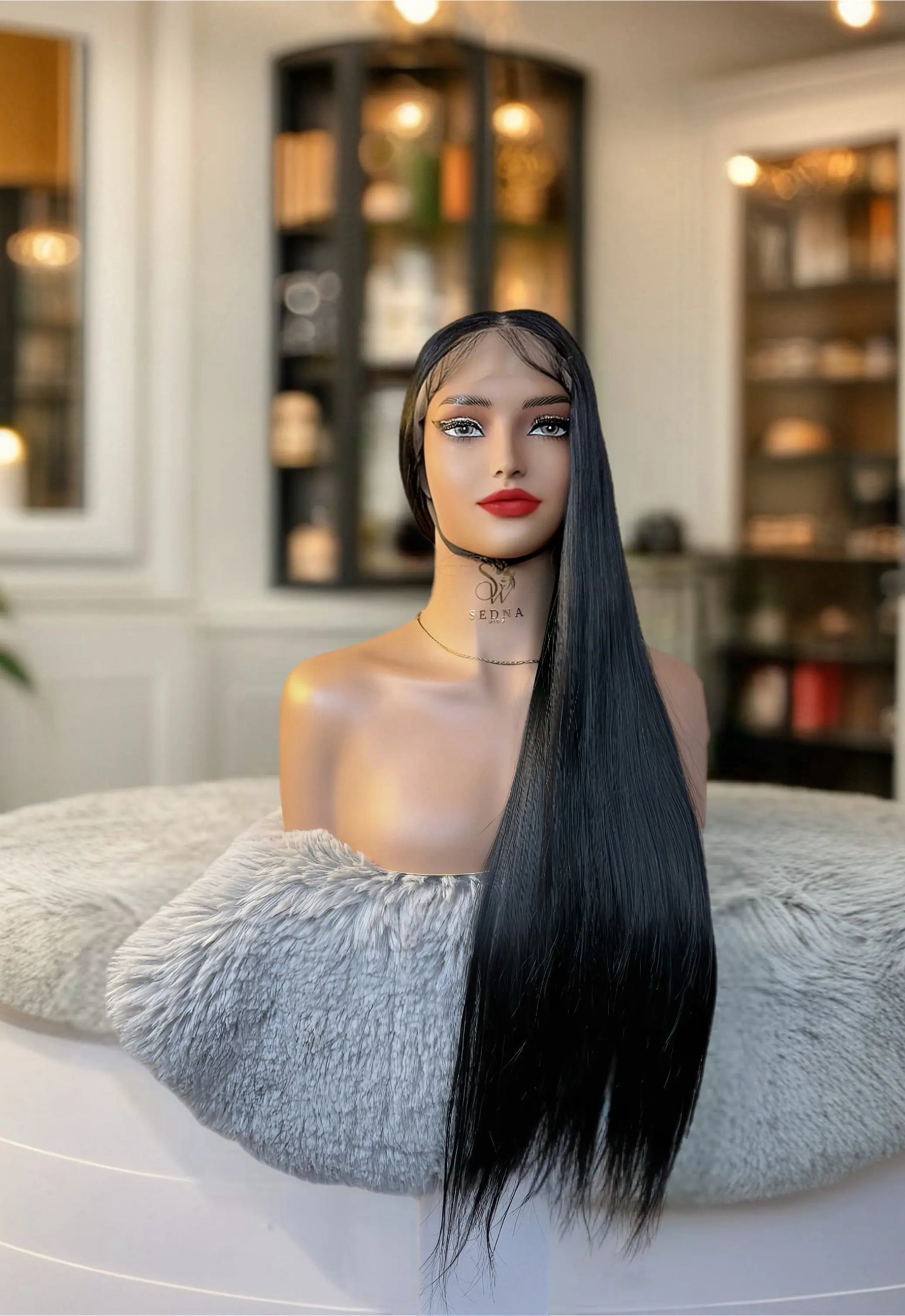 Raven 26-inch black straight wig Premium Synthetic Wig Sedna Wigs