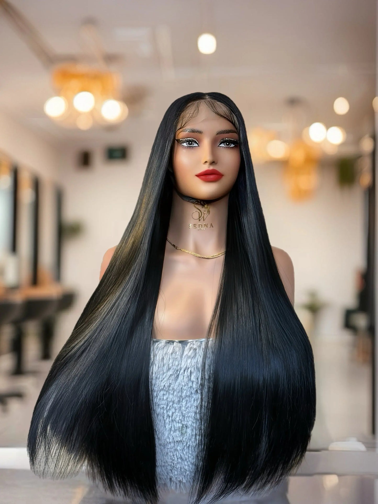 Raven 26-inch black straight wig Premium Synthetic Wig Sedna Wigs