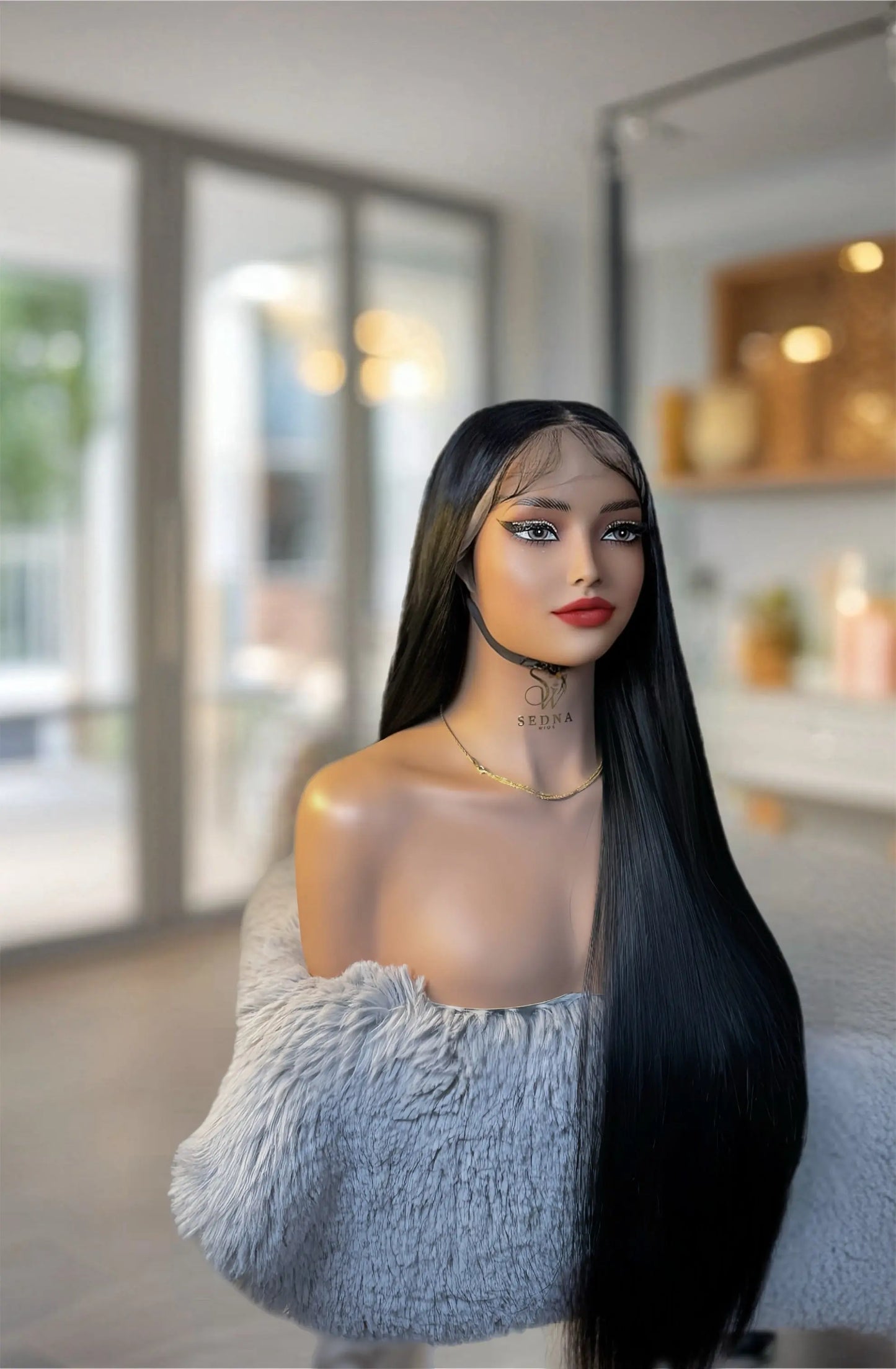 Raven 26-inch black straight wig Premium Synthetic Wig Sedna Wigs