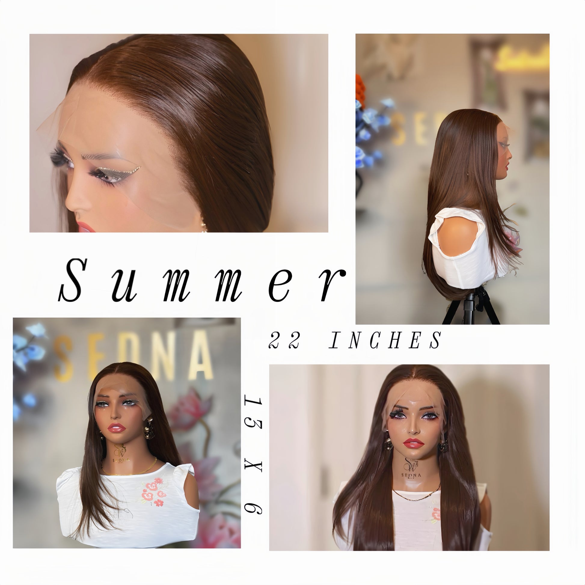 Summer 22" Chocolate Brown Straight 13x6 Lace Frontal - Sedna Wigs
